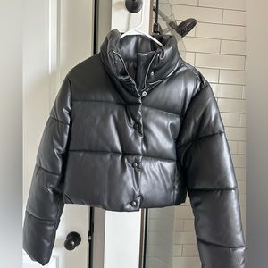 Mango leather crop jacket - size small